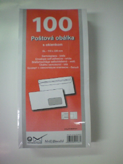 obálka DL samolepicí přehybová s okénkem - 100ks