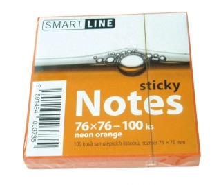samolepicí bloček 76x76 mm - 100 listů - oranžový